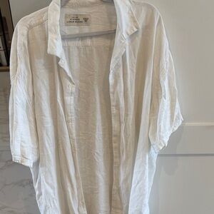 Abercrombie & Fitch Cream Linen Blend Shirt